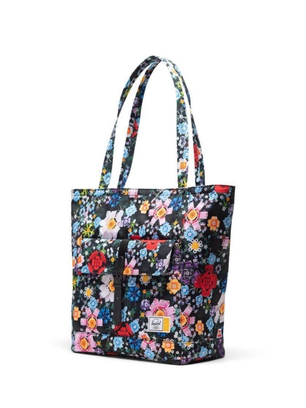 Herschel Supply Company Black Lego Floral Multicolor Tote